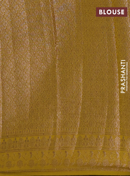 Semi chiniya silk saree coffee brown and dark mustard with allover thread & zari woven buttas and woven border