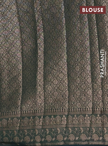 Semi chiniya silk saree wine shade and bottle green with allover thread & zari woven buttas and woven border