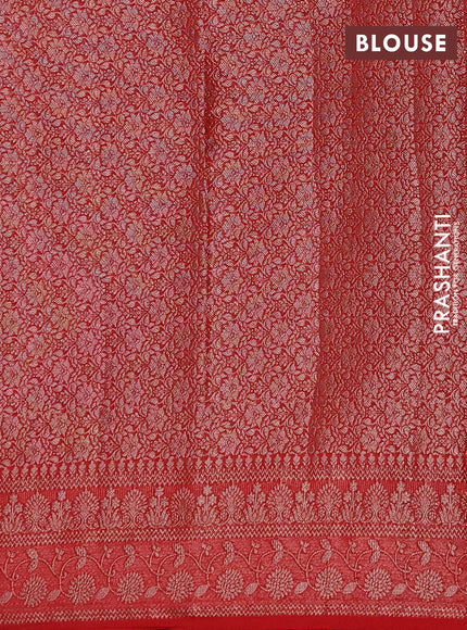 Semi chiniya silk saree navy blue and red with allover thread & zari woven buttas and woven border