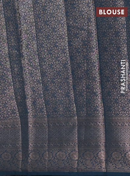 Semi chiniya silk saree teal green shade and peacock green with allover thread & zari weaves and woven border