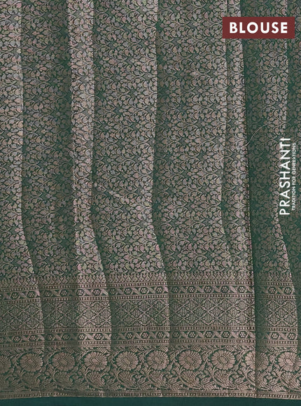 Semi chiniya silk saree deep maroon and bottle green with allover thread & zari weaves and woven border