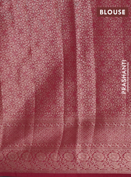 Semi chiniya silk saree peacock blue and wine shade with allover thread & zari weaves and woven border