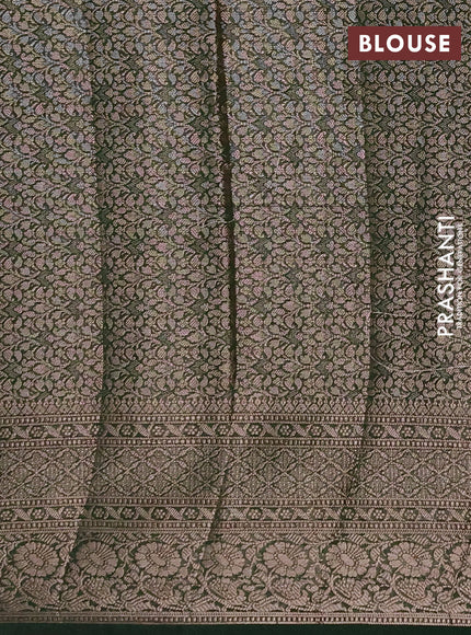 Semi chiniya silk saree mehendi green and bottle green with allover thread & zari weaves and woven border