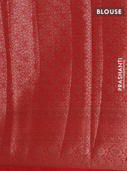 Semi chiniya silk saree navy blue and red with allover thread & zari weaves and woven border