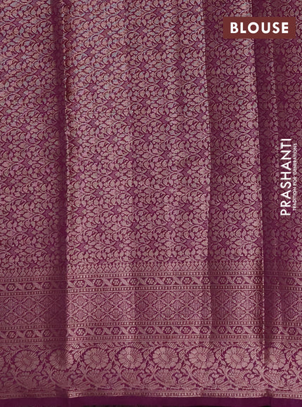 Semi chiniya silk saree mustard yellow and purple with allover thread & zari weaves and woven border