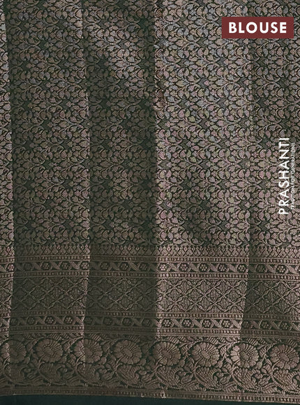 Semi chiniya silk saree pastel green and bottle green with allover thread & zari weaves and woven border