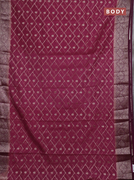 Semi chiniya silk saree mauve pink and wine shade with allover thread & zari weaves and woven border