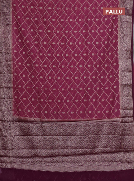 Semi chiniya silk saree mauve pink and wine shade with allover thread & zari weaves and woven border