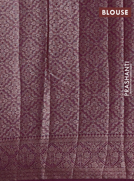 Semi chiniya silk saree mauve pink and wine shade with allover thread & zari weaves and woven border