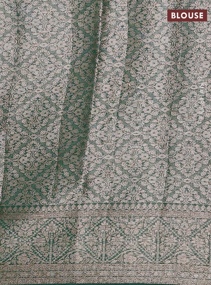 Semi chiniya silk saree wine shade and dark green with allover thread & zari weaves and woven border