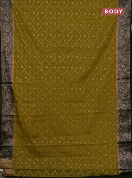 Semi chiniya silk saree mehendi green and bottle green with allover thread & zari weaves and woven border