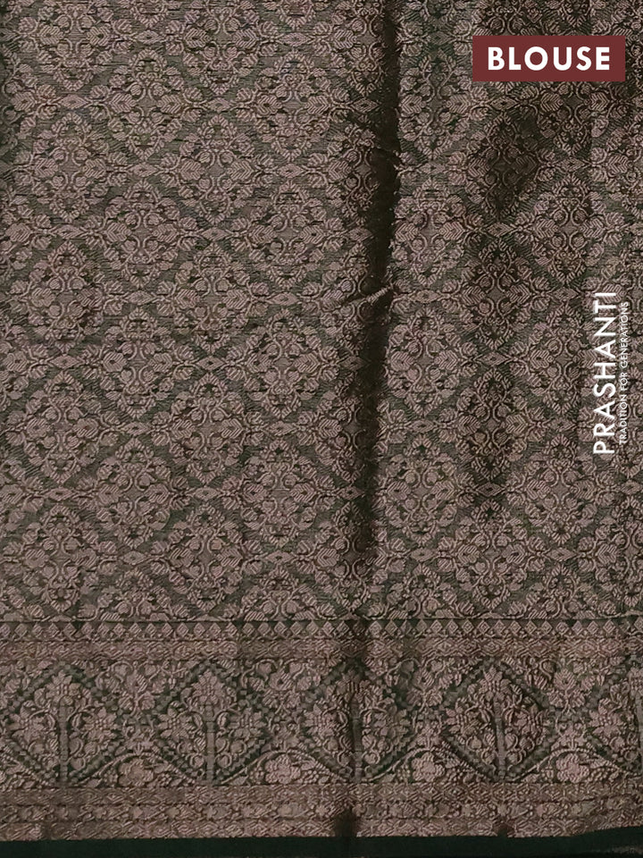 Semi chiniya silk saree mehendi green and bottle green with allover thread & zari weaves and woven border
