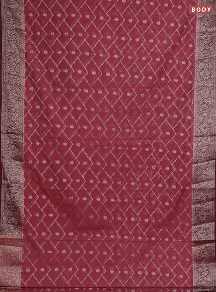 Semi chiniya silk saree mauve pink and wine shade with allover thread & zari weaves and woven border