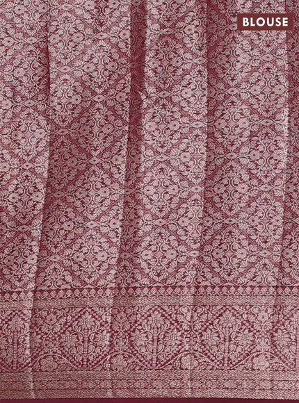 Semi chiniya silk saree mauve pink and wine shade with allover thread & zari weaves and woven border