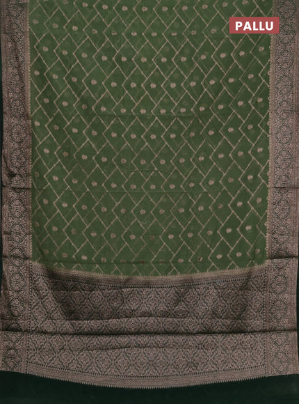 Semi chiniya silk saree pastel green and bottle green with allover thread & zari weaves and woven border
