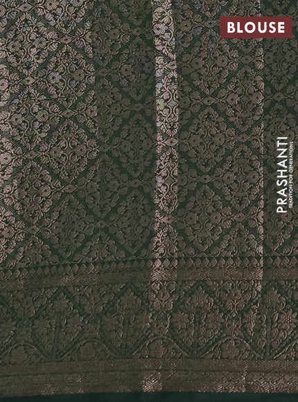 Semi chiniya silk saree pastel green and bottle green with allover thread & zari weaves and woven border