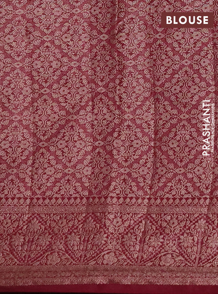 Semi chiniya silk saree peacock blue and wine shade with allover thread & zari weaves and woven border