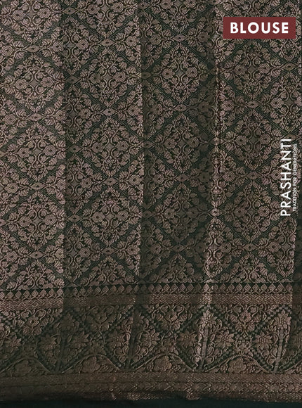 Semi chiniya silk saree red and bottle green with allover thread & zari weaves and woven border