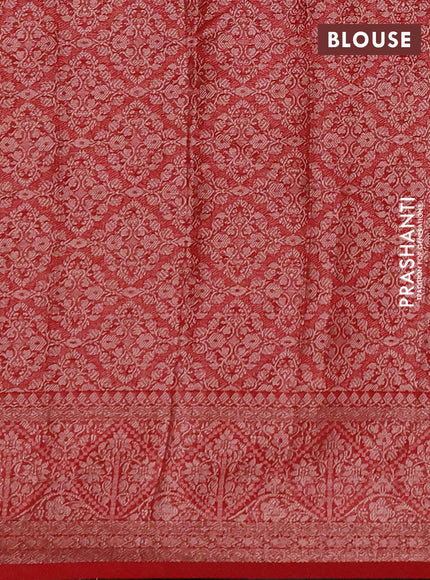 Semi chiniya silk saree navy blue and red with allover thread & zari weaves and woven border