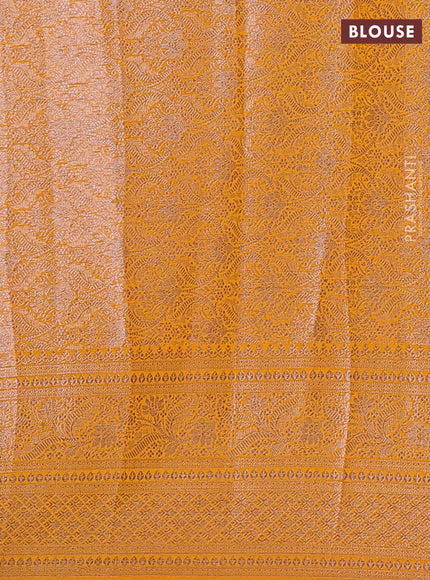 Semi chiniya silk saree mango yellow with allover thread & zari woven buttas and woven border