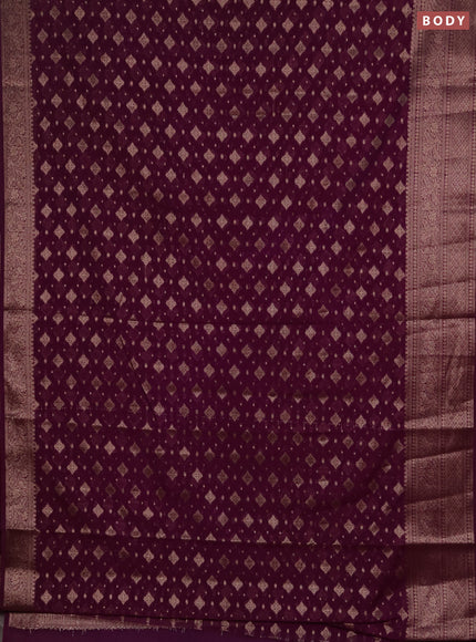 Semi chiniya silk saree purple with allover thread & zari woven buttas and woven border