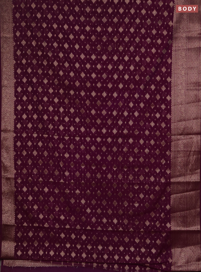 Semi chiniya silk saree purple with allover thread & zari woven buttas and woven border