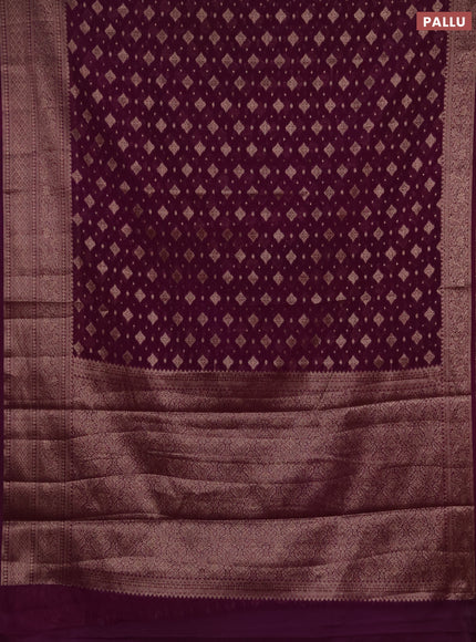 Semi chiniya silk saree purple with allover thread & zari woven buttas and woven border