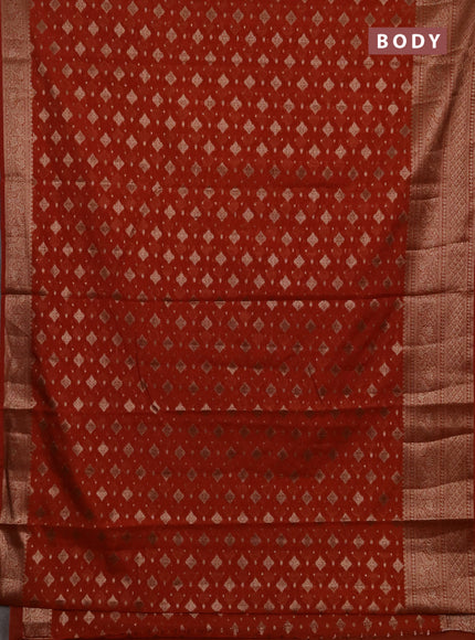 Semi chiniya silk saree rustic orange with allover thread & zari woven buttas and woven border
