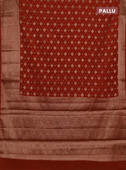Semi chiniya silk saree rustic orange with allover thread & zari woven buttas and woven border