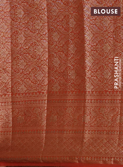 Semi chiniya silk saree rustic orange with allover thread & zari woven buttas and woven border