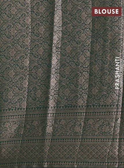Semi chiniya silk saree dark green with allover thread & zari woven buttas and woven border