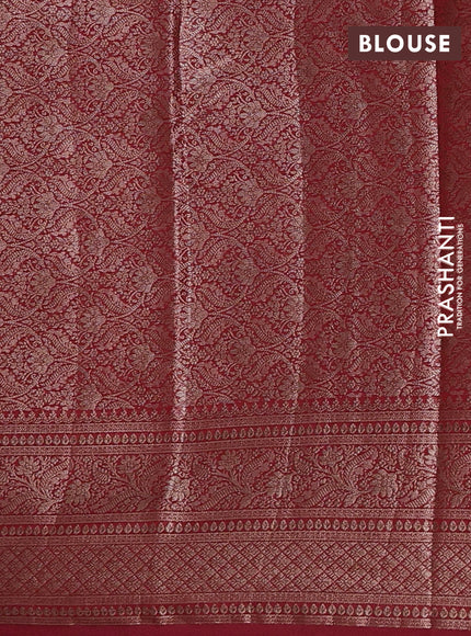 Semi chiniya silk saree kumkum red with allover thread & zari woven buttas and woven border