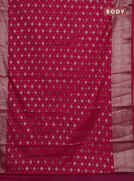 Semi chiniya silk saree pink with allover thread & zari woven buttas and woven border