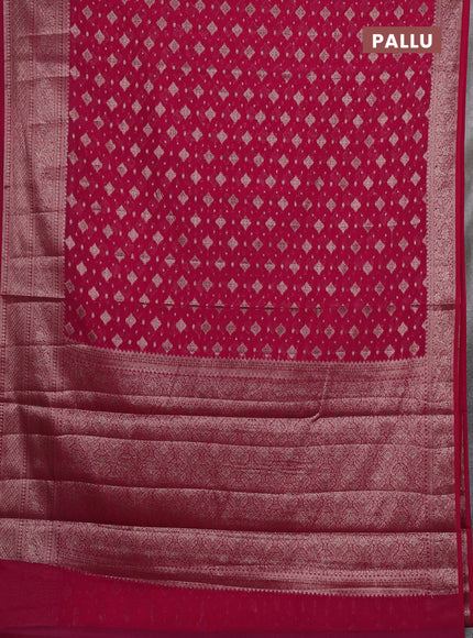 Semi chiniya silk saree pink with allover thread & zari woven buttas and woven border
