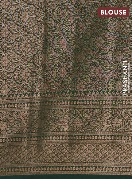 Semi chiniya silk saree pastel green and bottle green with allover thread & zari weaves and woven border