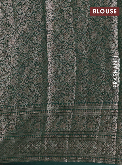 Semi chiniya silk saree wine shade and bottle green with allover thread & zari weaves and woven border