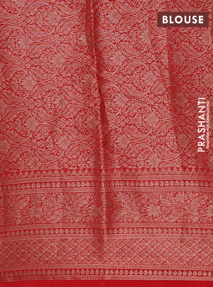 Semi chiniya silk saree navy blue and red with allover thread & zari weaves and woven border