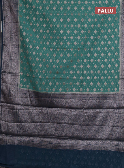 Semi chiniya silk saree teal green shade and peacock green with allover thread & zari weaves and woven border
