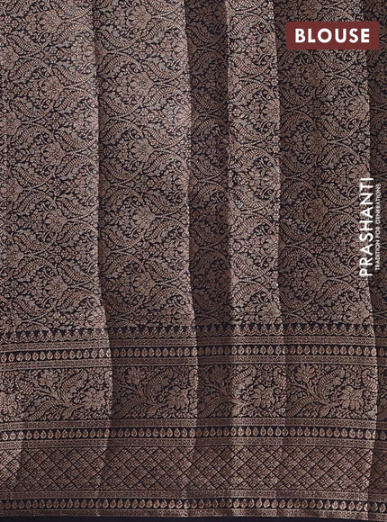 Semi chiniya silk saree dark lavender and black with allover thread & zari weaves and woven border