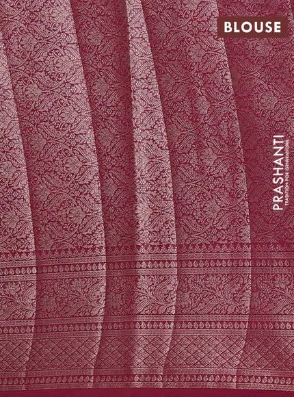 Semi chiniya silk saree peacock blue and maroon with allover thread & zari weaves and woven border