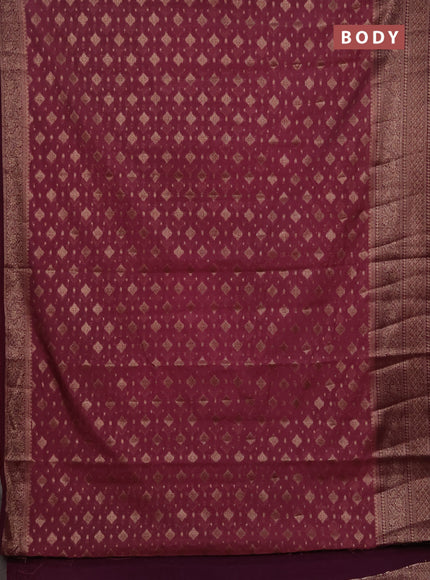 Semi chiniya silk saree pastel maroon and wine shade with allover thread & zari weaves and woven border