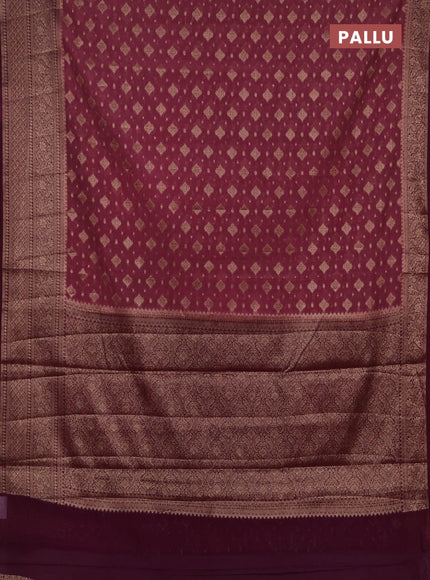 Semi chiniya silk saree pastel maroon and wine shade with allover thread & zari weaves and woven border