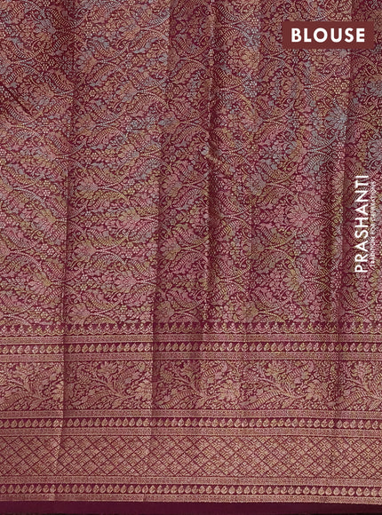 Semi chiniya silk saree pastel maroon and wine shade with allover thread & zari weaves and woven border