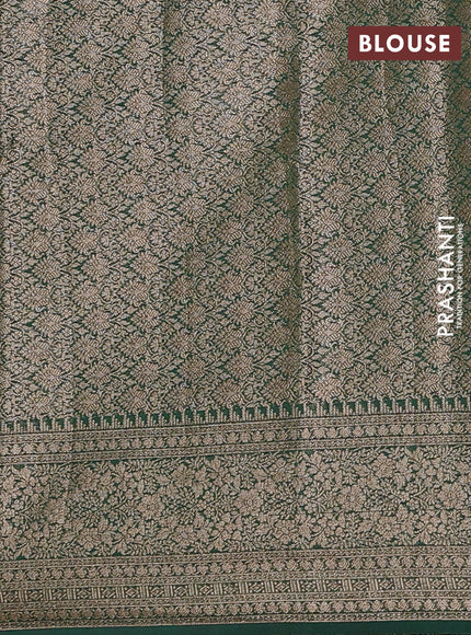 Semi chiniya silk saree red and green with allover thread & zari woven buttas and woven border