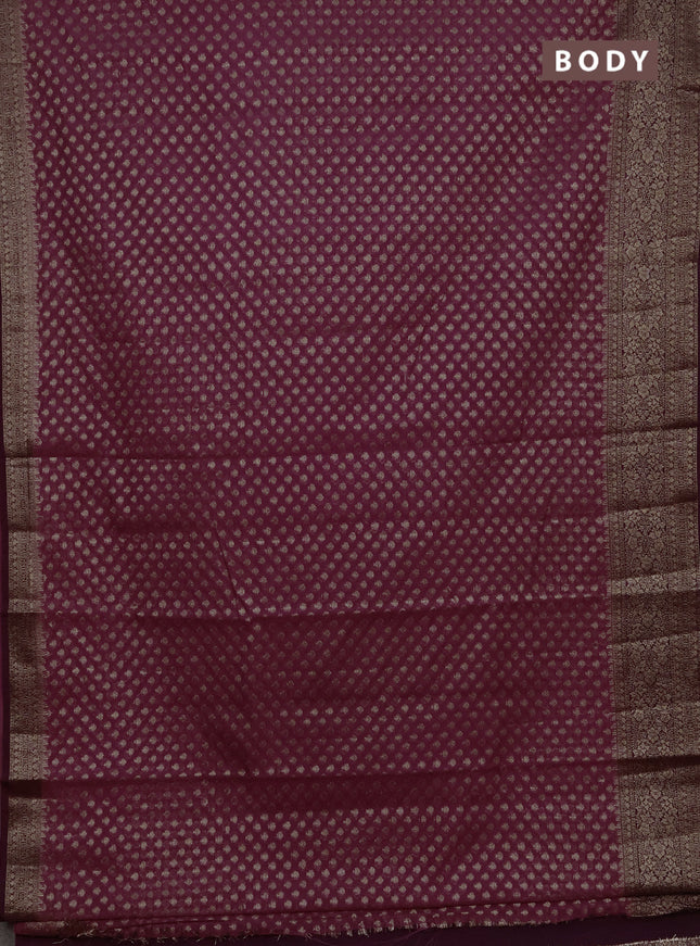 Semi chiniya silk saree mauve pink and deep purple with allover thread & zari woven buttas and woven border