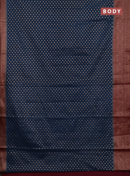 Semi chiniya silk saree peacock blue and wine shade with allover thread & zari woven buttas and woven border