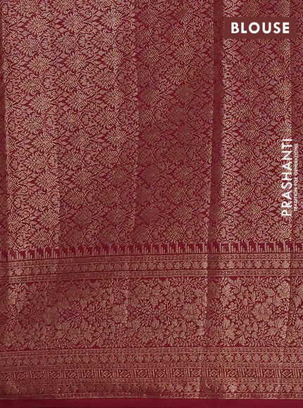 Semi chiniya silk saree peacock blue and wine shade with allover thread & zari woven buttas and woven border