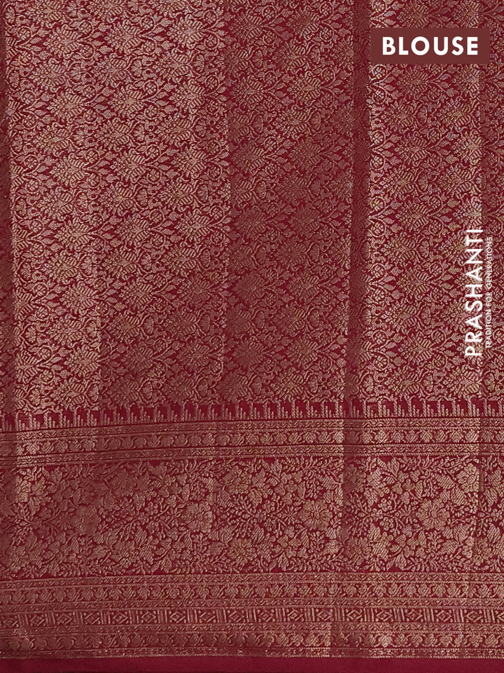 Semi chiniya silk saree peacock blue and wine shade with allover thread & zari woven buttas and woven border