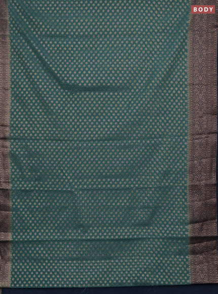 Semi chiniya silk saree teal green shade and peacock green with allover thread & zari woven buttas and woven border