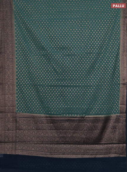Semi chiniya silk saree teal green shade and peacock green with allover thread & zari woven buttas and woven border
